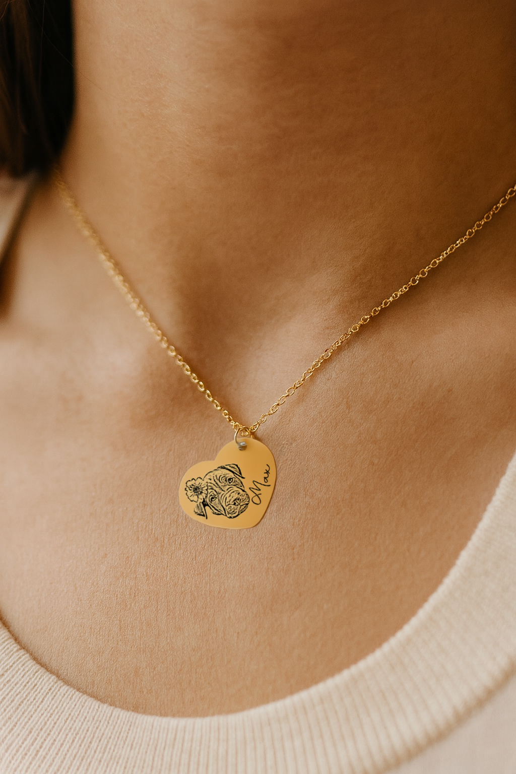 Pet Portrait Heart Necklace
