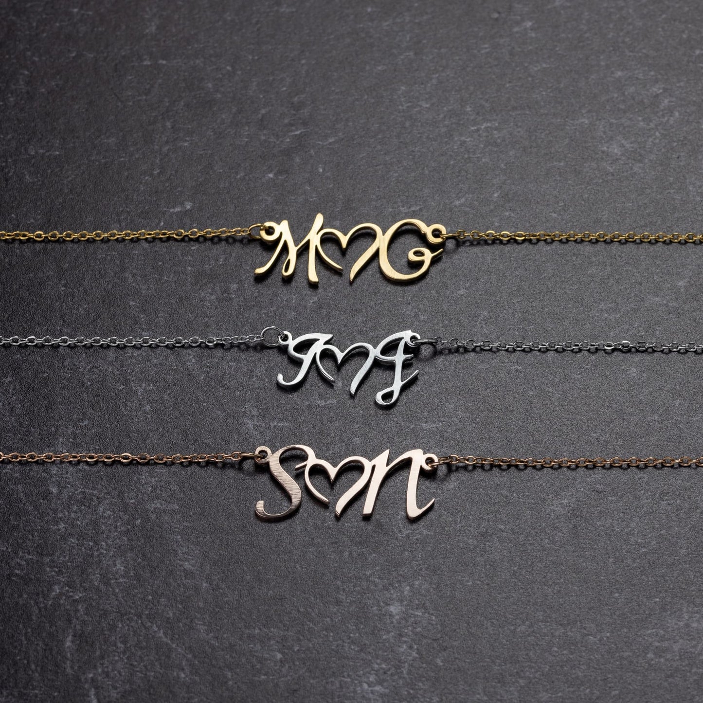Initials with a Heart Necklace