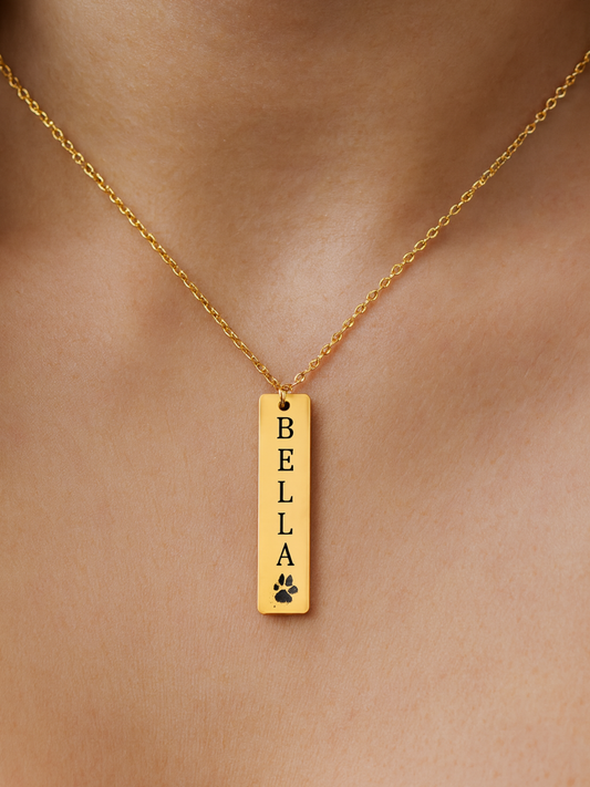 Paw Print Name Necklace