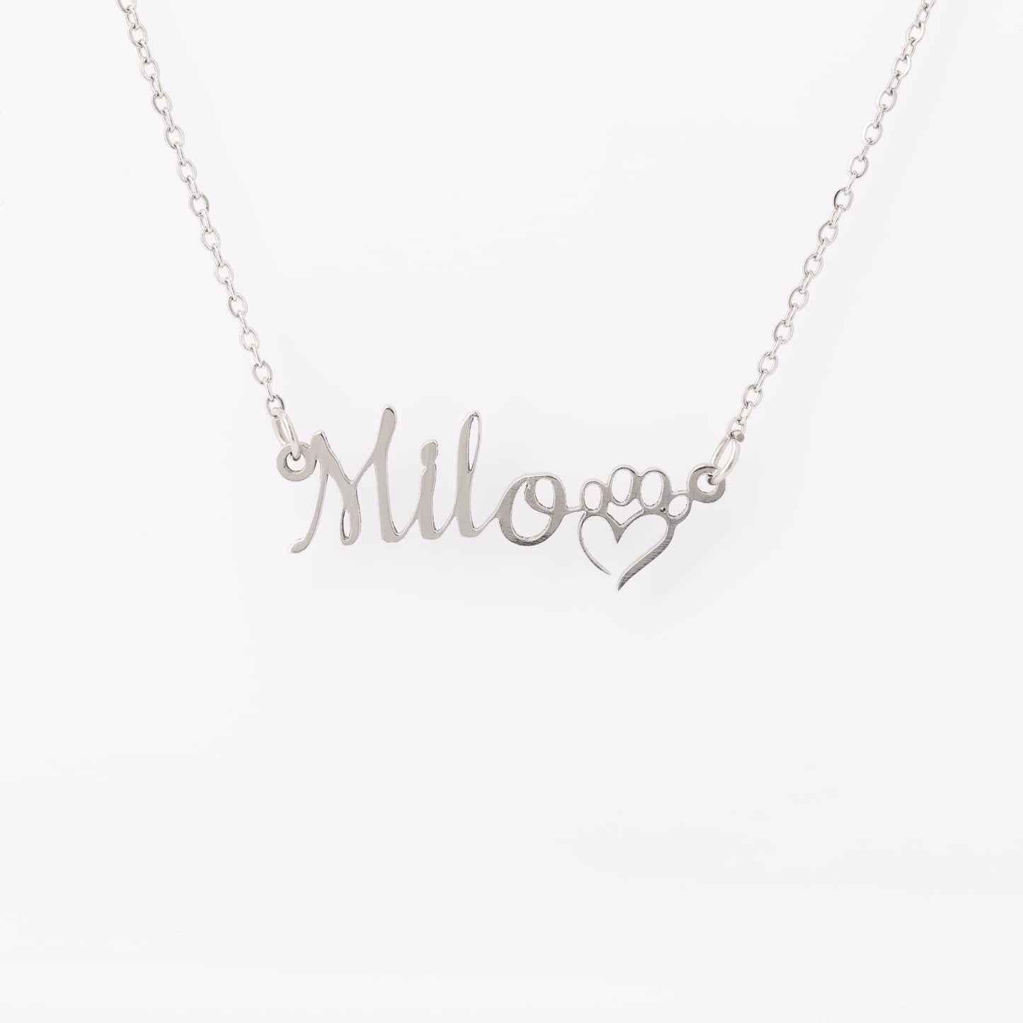 Pet Name with a Heart Paw Necklace
