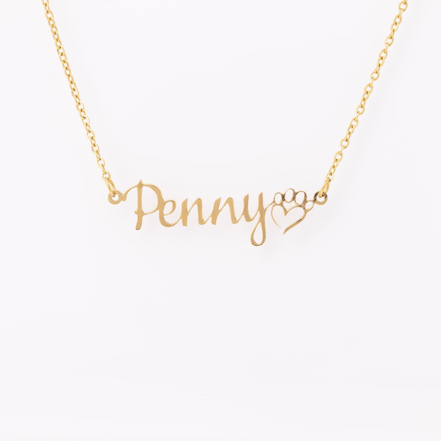 Pet Name with a Heart Paw Necklace