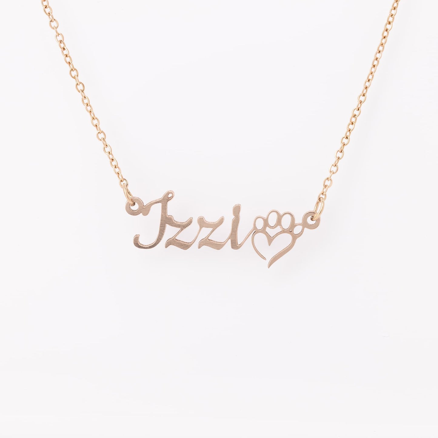Pet Name with a Heart Paw Necklace