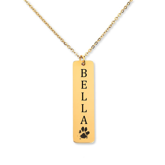 Actual Paw Print + Pet's Name Necklace